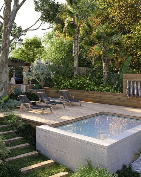 Outdoor, Raised Pools, In Ground Pools, Above Ground Pool, Pools For Small Yards, Pool Decks, Pool Designs, Small Backyard Pools, Backyard Inspo
