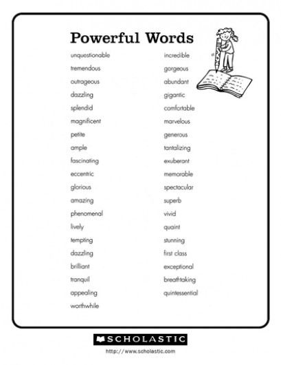 Help bolster your child's vocabulary with this list of strong words.