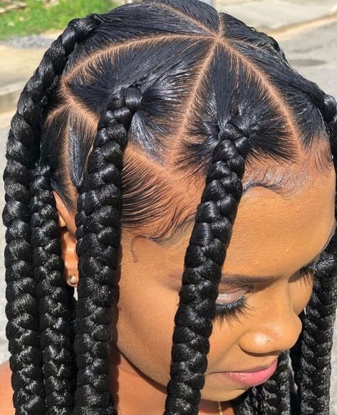 Stunning Knotless Braids with Triangle Parting Braided Hairstyles, Box Braids, Jumbo Triangle Knotless Box Braids, Box Braids Styling, Big Box Braids Hairstyles, Triangle Braids, Box Braids Hairstyles, Box Braids Hairstyles For Black Women, Braids With Curls