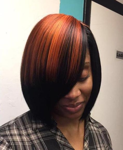 Side-Parted Black And Copper Bob Cornrows, Copper Bob, Sew In Hairstyles, Straight Weave, Blonde Bob Weave, Weave Bob Hairstyles, Blonde Weave, Long Weave Hairstyles, Curly Hair Styles