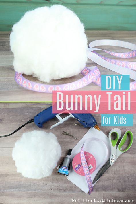 You wont believe how easy diy bunny tail are to make. Your kids are going to love learning how to make bunny tail. Great for an easter gift or easter craft. #eastercraft #easterbunny #rabbittail #kidcrafts Diy, Diy Bunny Ears, Bunny Tail Diy, Easter Bunny Costume, Bunny Diy Costume, Easter Diy Kids, Easter Bunny Dress, Easter Diy, Kids Bunny Costume