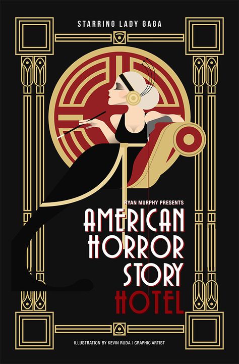 American Horror Story by Kevin Ruda Art And Illustration, Vintage, Art Nouveau, American Horror Story, American Horror Story Art, Art Deco Movie Posters, American Horror, Art Deco Posters Illustrations, Art Deco Posters