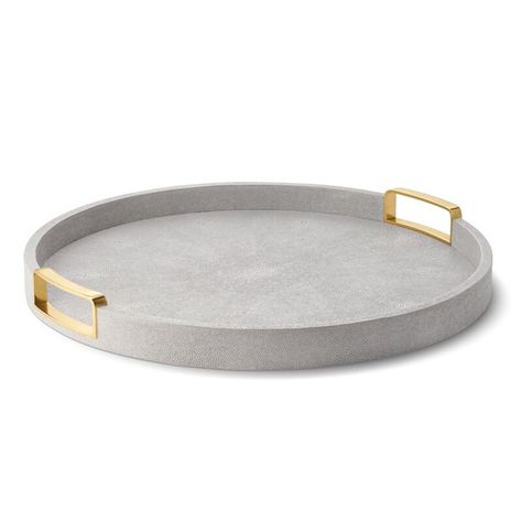 AERIN Home Carina Shagreen Large Serving Tray | Perigold Serving Trays, Decoration, Metal, Art Deco, Round Serving Tray, Kitchen Tray, Marble Tray, Serving Trays With Handles, Round Tray