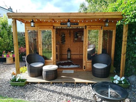 Cabin/Summerhouse from Garden owned by Andrew Clark | #shedoftheyear @andysee123 Outdoor, Design, Backyard Cabin, Garden Cabin Ideas, House Shed, Shed Interior, Living In A Shed, Garden Outhouse Ideas, Garden Log Cabins