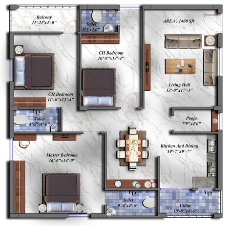 1400 SFT 3BHK Flat Designed By @infinity7styudio Team Contact for more designs and presentation plans Home Design Plans, House Plans, Three Bedroom House Plan, Small House Design Plans, 2bhk House Plan, House Layout Plans, Home Design Floor Plans, Simple House Plans, Model House Plan