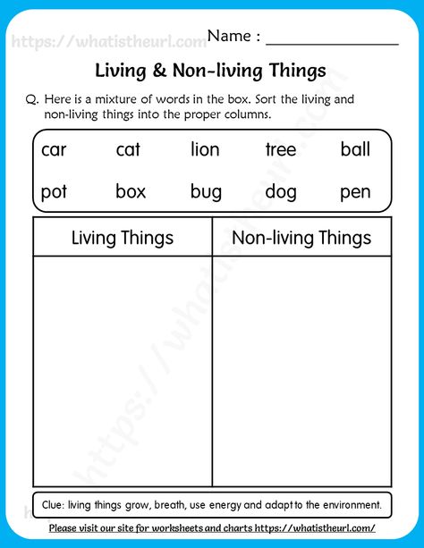 Living and Non-living Things Worksheet for Grade 1 Worksheets, Reading Comprehension Worksheets, Teaching Phonics, Worksheets For Class 1, Science Work Sheet For Grade 1, Worksheet For Class 2, Worksheets For Grade 3, English Lessons For Kids, Worksheets For Grade 1