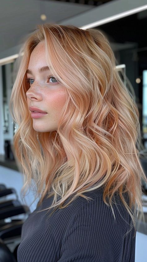 25 Fiery Strawberry Blonde Hair Inspirations Balayage, Strawberry Blonde, Platinum Blonde, New Hair, Reddish Blonde Hair, Copper Blonde Balayage, Copper Blonde Hair, Light Copper Hair, Platinum Blonde Hair