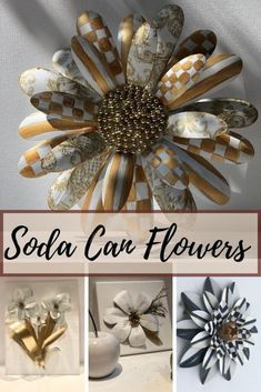 Upcycling, Decorative Painting Projects, Flowers Diy Easy, Aluminum Can Flowers, Soda Can Flowers, Can Flowers, Pop Can Crafts, Tin Can Flowers, Metal Flower Wall Art
