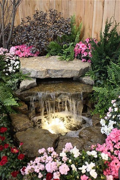 14 Awesome Small Pond Waterfall Ideas! | OutsideModern Back Garden Landscaping, Landscaping Ideas, Backyard Water Feature, Backyard Landscaping Designs, Backyard Landscaping, Small Garden Waterfalls, Backyard Garden, Garden Water Feature, Garden Landscaping