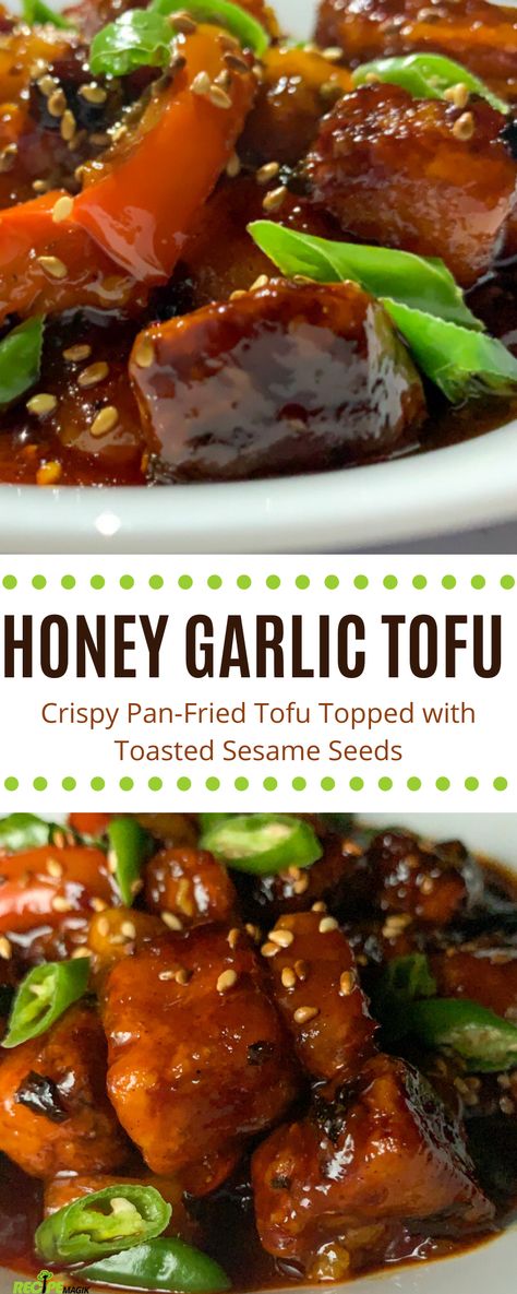 Honey Sesame Tofu Recipes, Tofu Honey Garlic Soy Sauce, Pan Fried Sesame Garlic Tofu, Tofu Honey Garlic, Tofu Garlic Sauce, Honey Tofu Recipes, Honey Soy Tofu, Recipes Using Sesame Seeds, Honey Lemon Tofu Recipe
