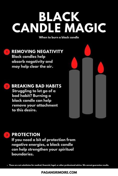 When should you burn a black candle? In candle magic, the black candle's meanings are associated with banishing, releasing, endings, and more. #candles #candlemagic #magic #magick #saturn #blackcandles #witchcraft #paganism #pagangrimoire Wicca, Witchcraft Spell Books, Black Candle Spells, Candle Magic Spells, Candle Spells, Witchcraft Candles, Witch Spell Book, Candle Meanings, Magick Spells