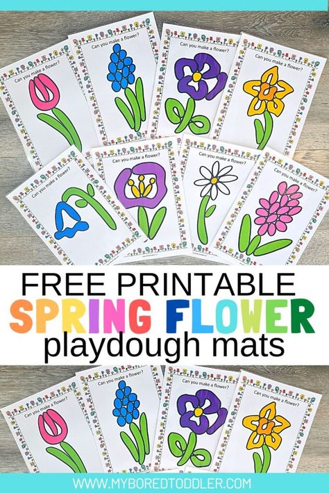 You will love these free toddler printable Spring Playdough Mats for Toddlers & Preschoolers - a great Spring Toddler Activity Idea. Play, Pre K, Spring Preschool Activities, Spring Crafts Preschool, Spring For Preschoolers, Spring Preschool, Spring Math Activities, Spring Activities, Spring Theme Preschool