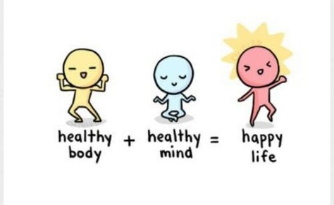 healthy body + healthy mind = happy life Fitness, Yoga, Humour, Motivation, Healthy Life, Mindfulness, Health Fitness, Health, Get Healthy