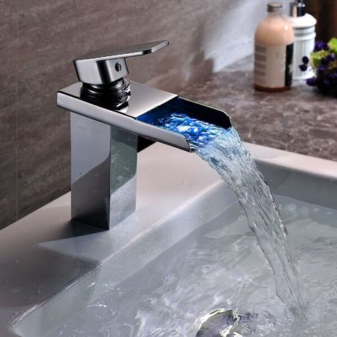 Bathroom Taps, Bathroom Sink Faucets Waterfall, Bathroom Sink Faucets, Bathroom Sink Faucets Chrome, Sink Faucets, Bathroom Faucets, Bathroom Sink Taps, Led Faucet, Sink Taps