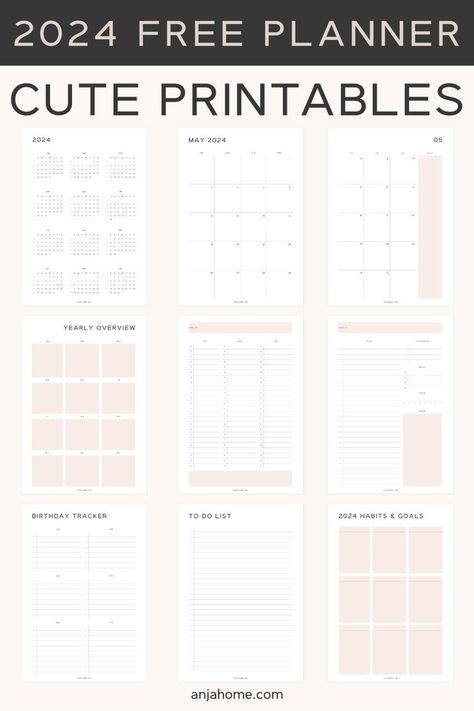 aesthetic cute 2024 free planner printables Planner Pages, Planner Minimal, Planner, Agenda, Planner Template, Weekly Planner Template, Yearly Planner, Daily Planner Template, Monthly Planner Template