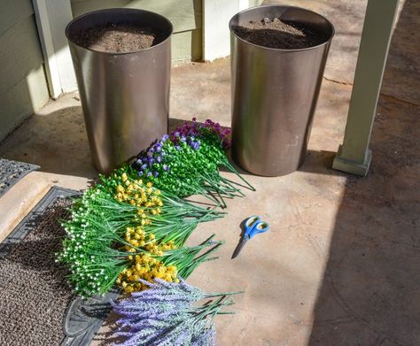 Floral, Summer, Outdoor, Diy, Flower Pots Outdoor, Outdoor Fake Flower Pot Ideas, Porch Flowers, Outdoor Flowers, Porch Plants
