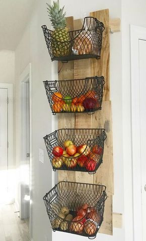 diy wall mounted fruit veggies holder #storage #kitchen #fruits #vegetables #wallhung #baskets Diy Furniture, Diy Home Décor, Home Décor, Diy Wall Décor, Diy Interior, Diy Home Decor, Home Decor Kitchen, Home Diy, Diy On A Budget