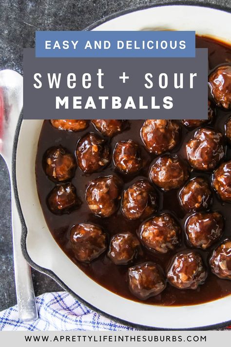 These Sweet and Sour Meatballs are a family favourite!  Easy to make and are delicious served over rice. Ideas, Sauces, Snacks, Dips, Casserole, Sweetish Meatballs Recipe, Sweet And Sour Meatballs, Sweet Meatball Recipe, Sweet Ans Sour Meatballs