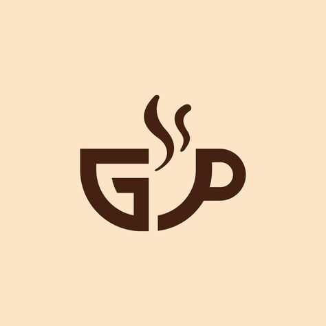 Letter GP Coffee Logo Design Coffee Branding Logo, Coffee Art Drawing, Coffee Logo Design, Cafe Logos, Logo Design Coffee, Coffee Typography, Coffee Shop Logo Design, Cafe Logo Design, Photoshop Tutorial Typography