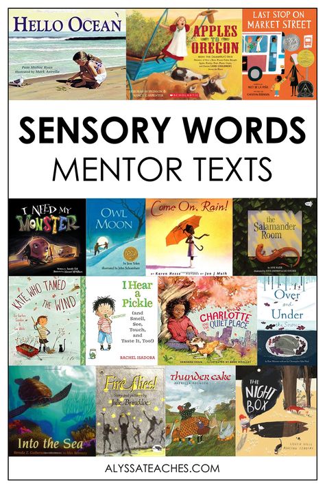With any strategy or skill I teach during a reading unit, I LOVE to use mentor texts. This is a perfect way to introduce author's craft and help students draft their own writing. These sensory words mentor texts are perfect to read with 3rd, 4th, and 5th grade students when you're teaching poetry or fiction. Check out my list and grab some ideas to teach sensory language while you're at it!