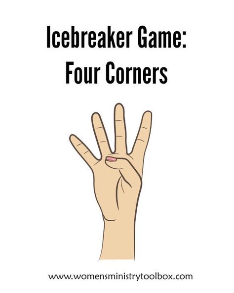 The four corners icebreaker game is one of my favorites! It's quick and easy. It will get people up and moving. Pre K, Breakers, Ice Breaker Games, Team Building Games, Youth Group Games, Ice Breaker Games For Adults, Games For Teens, Games For Kids, Team Building
