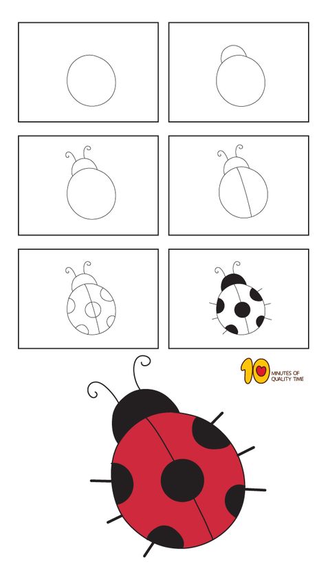How to draw a Ladybug Doodle Art, Doodle, Doodles, Draw Animals For Kids, Easy Drawing For Kids, Easy Drawings For Kids, How To Draw Kids, Easy Doodles Drawings, Easy Drawing Tutorial