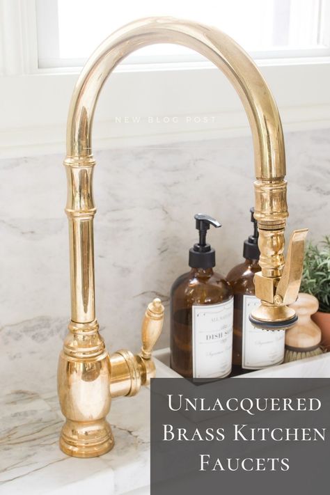 Unlacquered brass kitchen faucets exude timeless charm and elevates your culinary space to new heights. A brass kitchen faucet offers a unique and captivating look that will enhance the aesthetics of any kitchen. Interior, Chicago, Layout, Inspiration, Layout Design, Design, Gold Faucet Kitchen, Gold Kitchen Faucet, Brass Kitchen Faucet