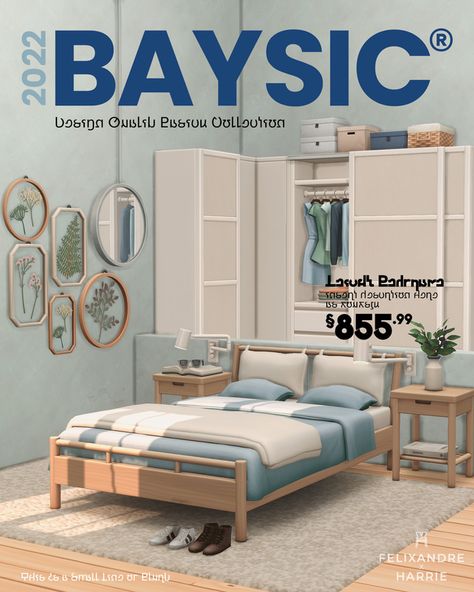 BAYSIC:) | Felixandre on Patreon Ikea, The Sims, Sims 4 Beds, Sims 4 Bedroom, Toddler Bed, Mod Furniture, Toddler Bed Frame, Comfy Bed, Sims House