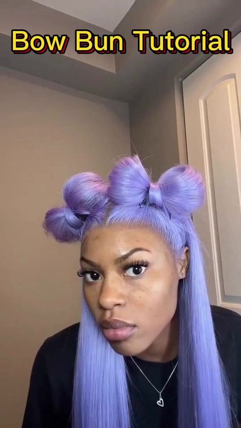 🔥Cute Bow Bun Tutorial on Lace Front Wigs 😍 #wigs #lacewigs #lacefrontwigs #hairtutorial #bowbun #hairstyle #cutehair #beauty #hair | By Premier Lace Wigs Ideas, Braidless Crochet, Box Braids Hairstyles, Cute Box Braids Hairstyles, Braids In The Front Natural Hair, Bun With Curls, Bow Ponytail, Bow Hairstyle Tutorial, Bow Buns