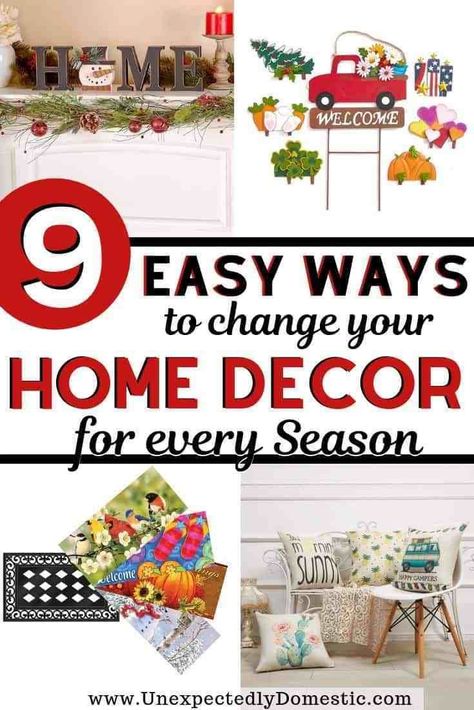 Want seasonal decorating ideas on a budget? Try interchangeable seasonal decorations! Ideal for small spaces, or if you love to change decor for every season and holiday. These beautiful, rotating  holiday home decor ideas can be switched out for fall and autumn, winter, spring, and summer. Changing your living room mantle up is so simple. Outdoor and front porch decorations too! #seasonaldecor #interchangeable #holidaydecor #holidaydecorations Diy, Décor Ideas, Ideas, Home Décor, Christmas Decorations, Thanksgiving Decorations, Decorating On A Budget, Holiday Home Decor, Seasonal Decor