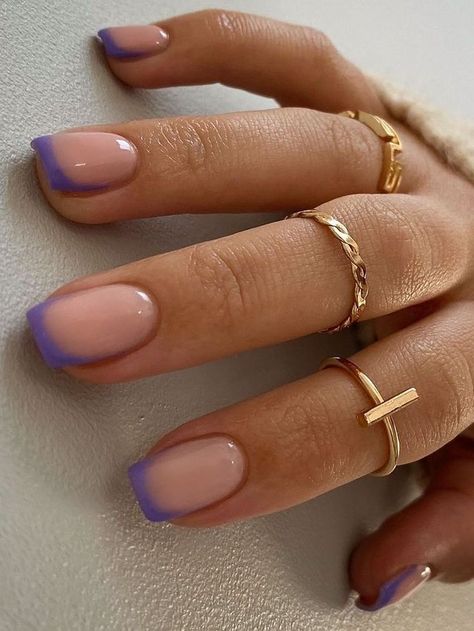 Nail Designs, Purple Nail, Squoval Nails, Purple Gel Nails, Purple Acrylic Nails, French Tip Acrylic Nails, Purple Nail Designs, French Tip Nails, Purple French Manicure