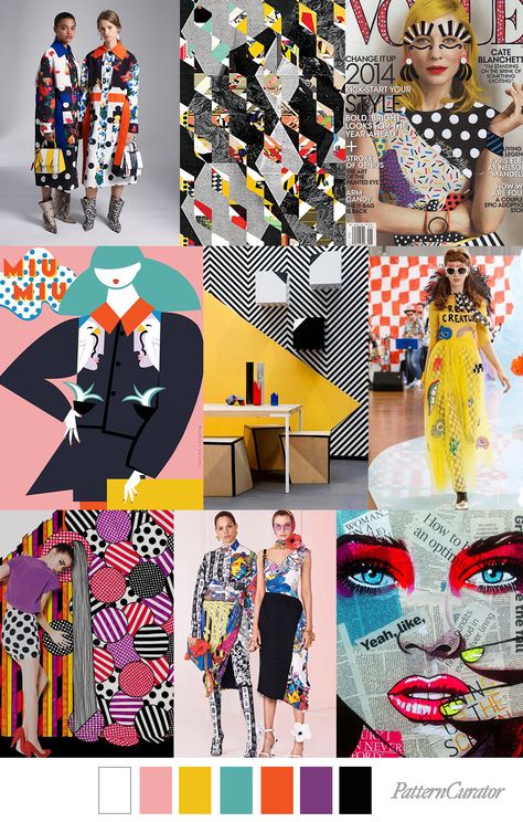 POP COLLAGE - color, print & pattern trend inspiration for Fall 2019 ... Design, Boho, Collage, Inspiration, Fashion Prints, Fashion Inspiration Board, Print Trends, Fashion Design, Fashion Themes