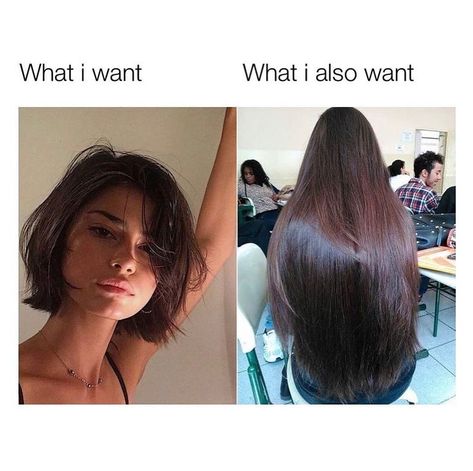 Alayna on Instagram: “I want both 💇‍♀️ @girlzzzclub #kendalljenner #haircut #hairstyles” Long Hair Styles, Humour, Short Hair Styles, Hair Styles, Hair Meme, Haar, Hair Goals, Short Hair Cuts, Hair Cuts