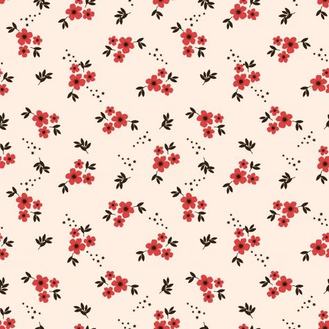 Tiny red flower seamless pattern Premium... | Premium Vector #Freepik #vector #pattern #flower #vintage #floral Illustrators, Flowers, Design, Floral, Vintage, Flores, Background Patterns, Red Flower Wallpaper, Flower Vintage