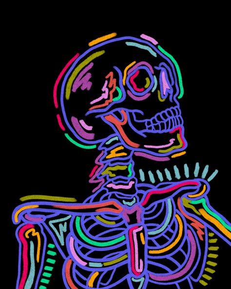 Halloween, Skeletons, Painting & Drawing, Posters, Pop Art, Skeleton Print, Skeleton Art, Cool Art, Neon Art
