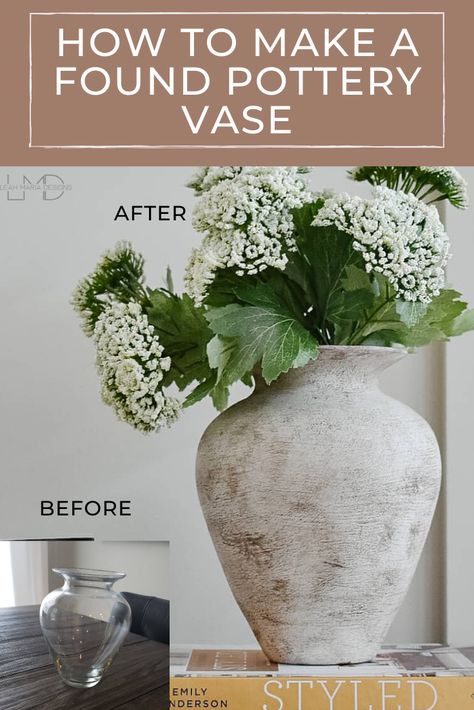 Turning a Glass Vase Into Antique Pottery. | Leah Maria Designs Diy Artwork, Diy Painted Vases, Diy Pottery, Diy Antique Decor, Vase Makeover Diy, Pottery Vase, Painted Glass Vases, Antique Pottery, Decorating With Vases