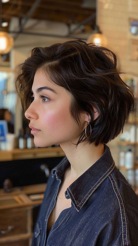 Wave Up Your Style: 25 Short Wavy Hairstyles That'll Turn Heads Short Wavy Bob, Haircuts For Wavy Hair, Short Wavy Haircuts, Wavy Pixie Cut, Wavy Pixie, Wavy Bob Hairstyles, Short Bob Hairstyles, Short Hair Cuts, Textured Bob