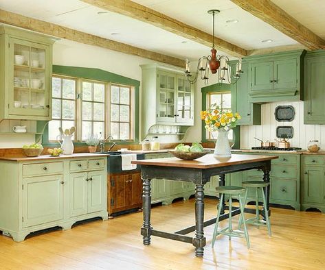 Over 30 Colorful Kitchens - The Cottage Market Home Décor, Interior, Trendy Farmhouse Kitchen, Farmhouse Style Kitchen, Farmhouse Kitchen Cabinets, Kitchen Cabinetry, Kitchen Styling, Kitchen Design, Kitchen Remodel
