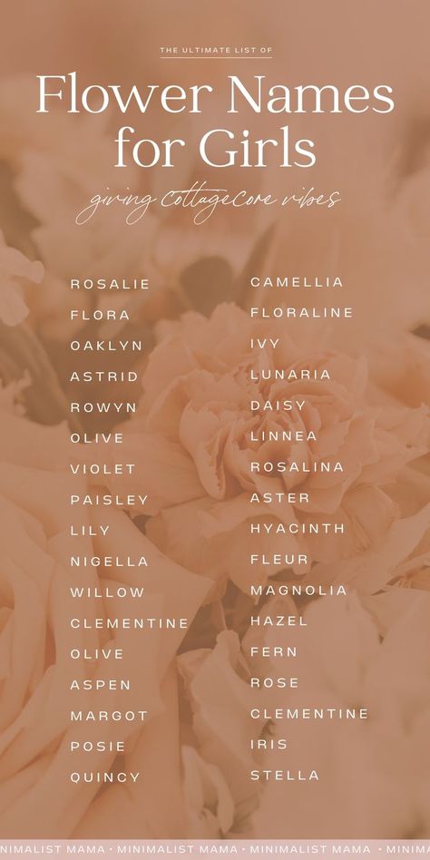 Flower Related Names, Name For Tiktok, Flower Names Aesthetic, Unique Name For Girls, Names For Baby Girl, Name For Girls, Girl Flower Names, Character Names Girl, Girls Name Ideas