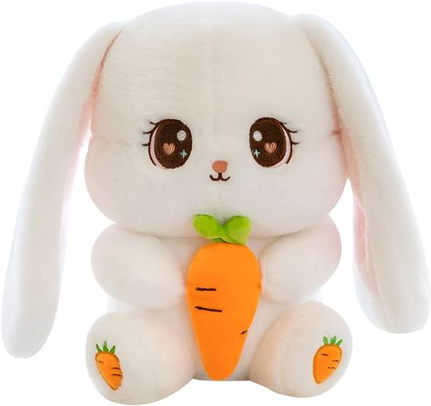 Amazon.com: Bunny Stuffed Animal Soft Toy Plushie Sitting Lop Eared Rabbit, Easter White Rabbit Stuffed Animal with Carrot Soft Lovely Realistic Long-Eared Standing Plush Toys : Toys & Games Crochet, Toys, Techno, Bunny Stuffed Animals, Bunny Plush, Dog Stuffed Animal, Bunny Toys, Rabbit Toys, Stuffed Toy