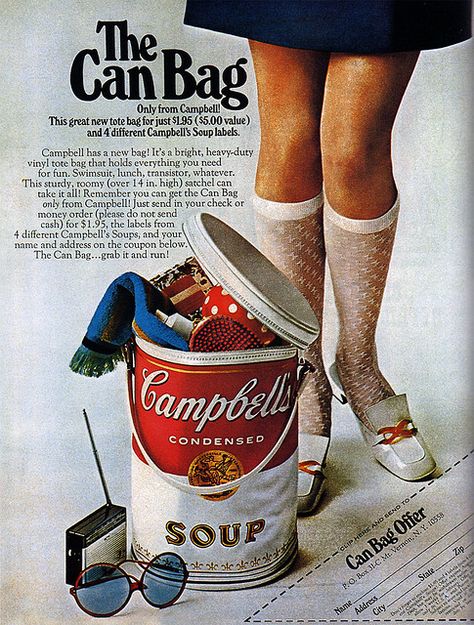 1960s Advertising - Magazine Ad - Campbell's Soup (USA) by Pink Ponk, via Flickr Retro, Commercial, Purses, Vintage, Retro Vintage, Coin Purse, Campbell, Campbells, Pub