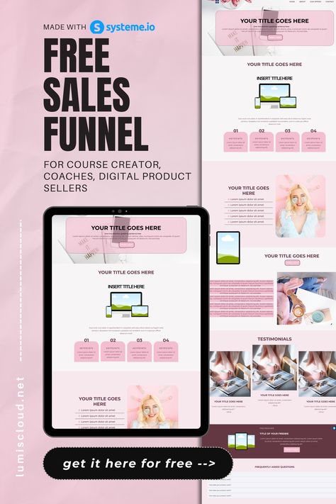 Transform your business with our FREE Sales Funnel Template Design! Perfect for Coaches, Course Creators, and Digital Product Sellers. Elevate your online strategy effortlessly. Download now and streamline your success journey! 🚀 Design, Coaching, Sales Funnel Design, Sales Template, Marketing Strategy Social Media, Online Presence, Marketing Strategy, Website Development, Website Design Inspiration