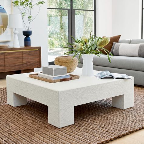 Home Décor, Modern Wood Coffee Table, White Coffee Table Modern, Modern Coffee Tables, Large Square Coffee Table, Square Coffee Table Decor, Coffee Table Square, Stone Coffee Table, Large Coffee Tables
