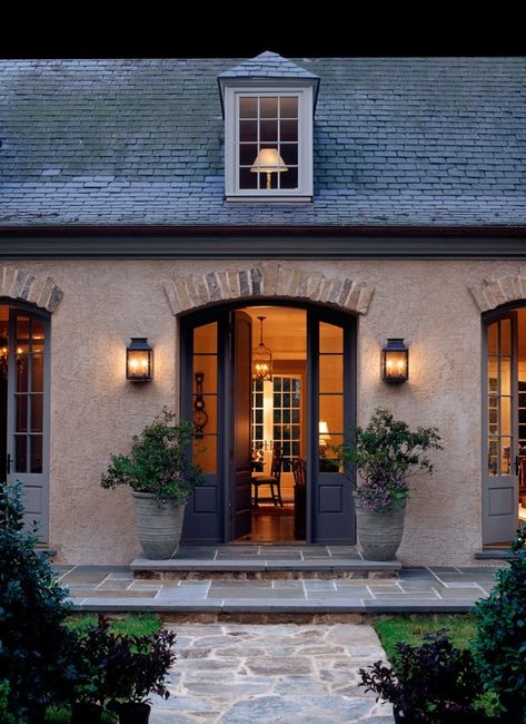 To get you inspired to spruce up your home's curb appeal, here's an epic roundup of gorgeous exteriors organized by style.    #Inspiration, #curb-appeal, #design, #front door, #front porch, #DIY, #How-To Exterior, Country Homes, French Country Exterior, French Country House, Stucco Homes, Country House, Country House Decor, House Exterior, House Colors