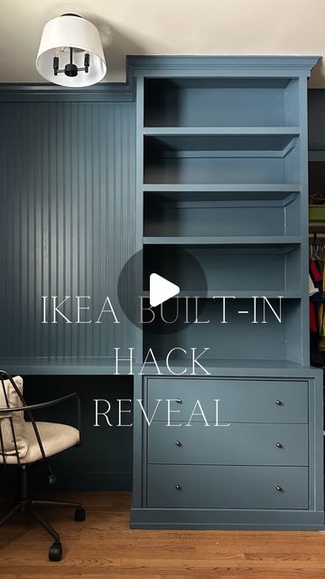 Ikea Hack Built In Storage, Diy Home Office Built Ins With Desk, Ikea Hack Built In Desk And Shelves, Desk In Built In Bookcase, Small Office Built Ins Cabinets, Office Built In Ikea Hack, Built In Bookcases With Desk, Diy Built In Living Room, Billy Bookcase And Desk Hack
