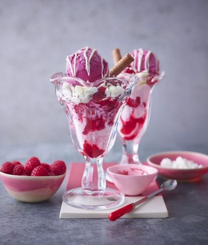 Carnation | Raspberry Ice Cream Sundae Ice Cream Recipes, Cake, Sorbet, Ice Cream Desserts, Desserts, Raspberry Ice Cream, Ice Cream Sundae, Ice Cream Pink, Ice Cream Sundae Recipe