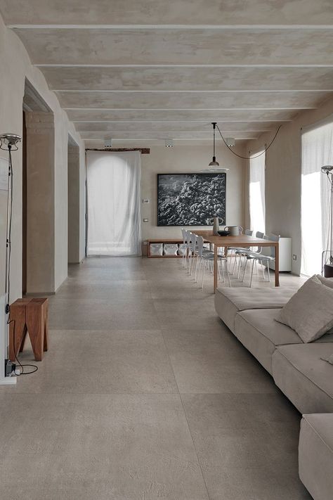Terra Crea - a range of highly textural porcelain terracotta tiles create a natural clay finish on walls and floors. Available in five earth colours and 11 sizes, with matching mosaic options. Design, Interior, Architecture, Floor Tile Design Living Room, Contemporary Tile Floor, Contemporary Flooring, Modern Floor Tiles, Modern Flooring, Large Floor Tiles