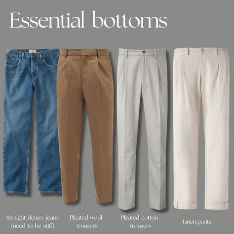 Capsule Wardrobe, Casual, Trousers, Best Pants For Men, Trouser Pants, Pants For Men, Mens Linen Pants, Tailored Pants, Mens Clothing Styles