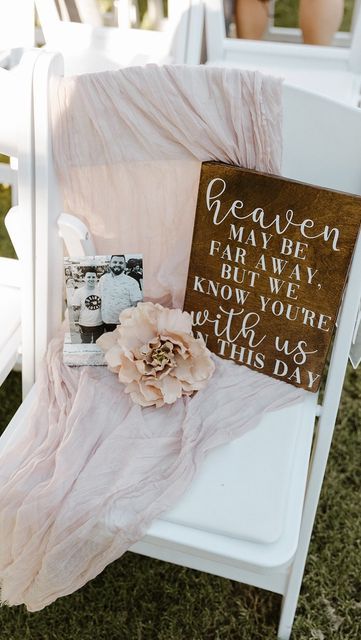 Wedding Ceremony Ideas, Engagements, Wedding Memorial Chair, Wedding Ideas To Remember Loved Ones, Wedding Chair Signs, Sentimental Wedding Ideas, Wedding In Memory, Wedding Memorial Ideas Dad, Memorial At Wedding