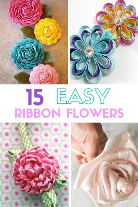 Create easy ribbon flowers with these step by step tutorials. Ribbon flowers are great for headbands, dresses, home decor and so much more! #easyribbonflowers #ribbonflowerheadbands #stepbystepribbonflowertutorials Ribbon Crafts, Diy, Ribbon Projects, Diy Ribbon Flowers, Ribbon Flower Tutorial, Ribbon Flowers Diy, Ribbon Crafts Diy, Ribbon Flowers, Diy Ribbon